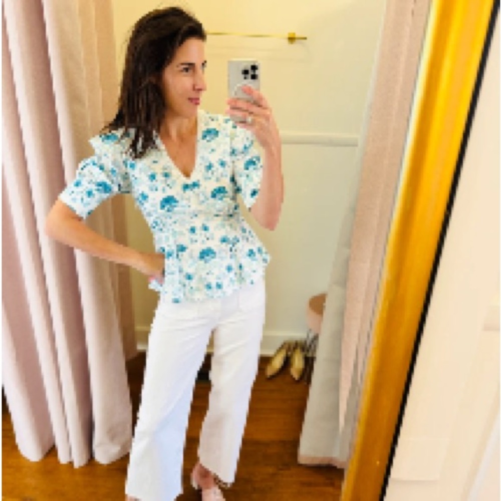 V-Neck peplum Blouse with elephant print